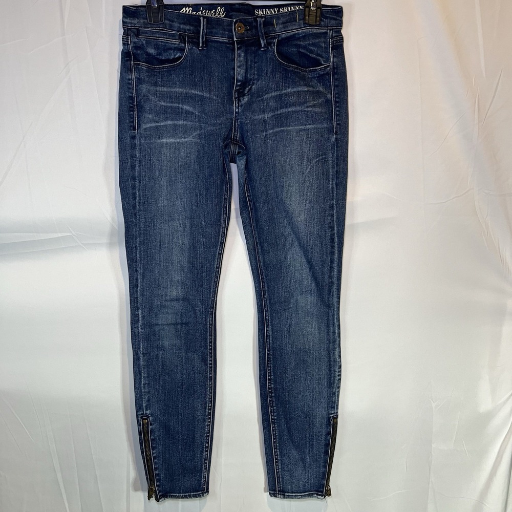 Madewell Jeans Women 27 Blue Skinny Skinny Ankle Zippers Stretch Denim Mid Rise